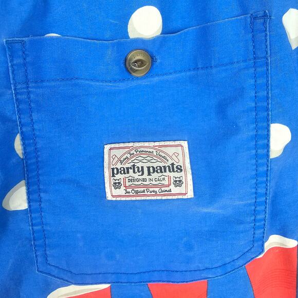 Party Pants Beer Pong Shorts Blue Red Cup Print Size Large Funny Swim Trunks - Picture 7 of 7